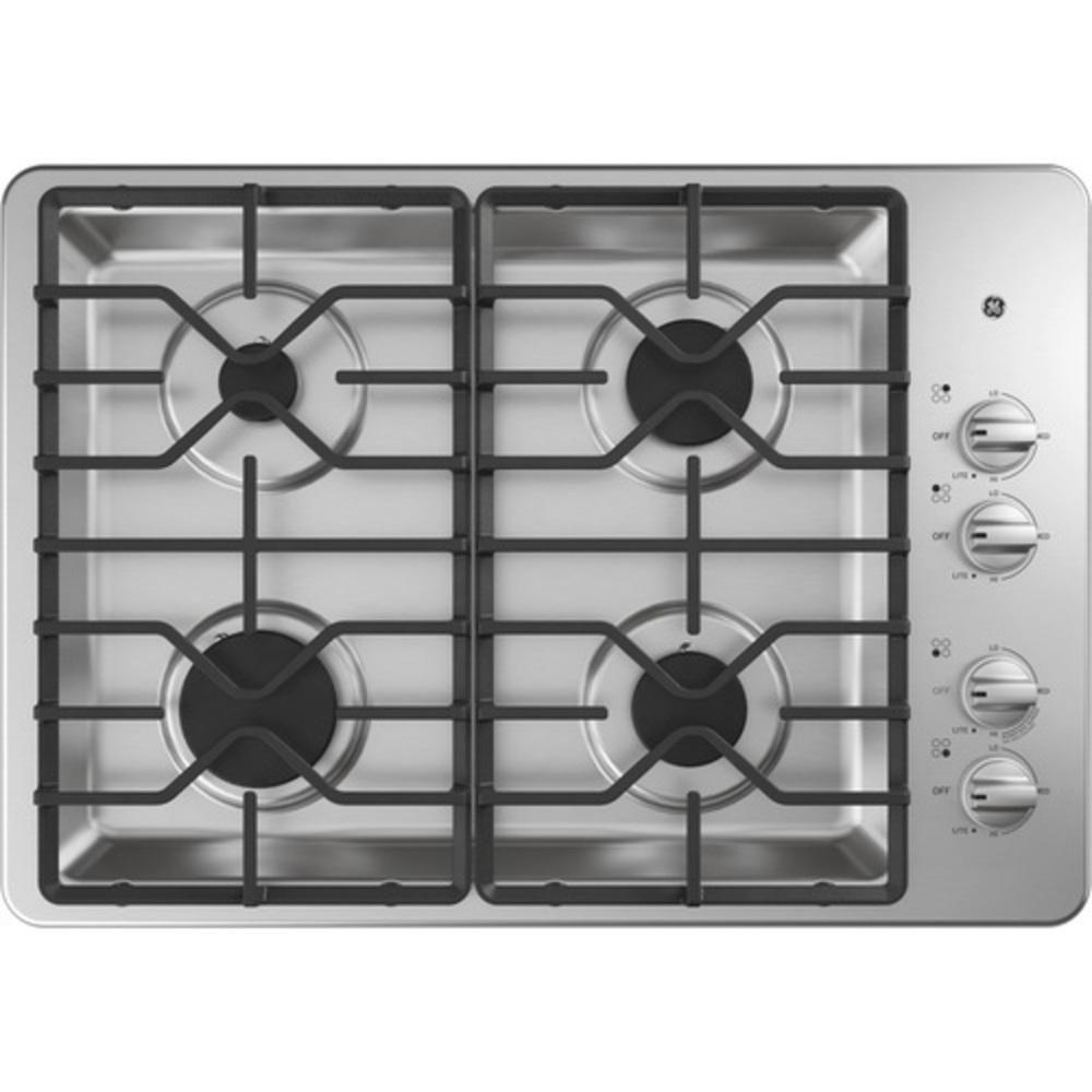 GE&reg; Stainless Steel 4 Burner Sealed Cooktop 