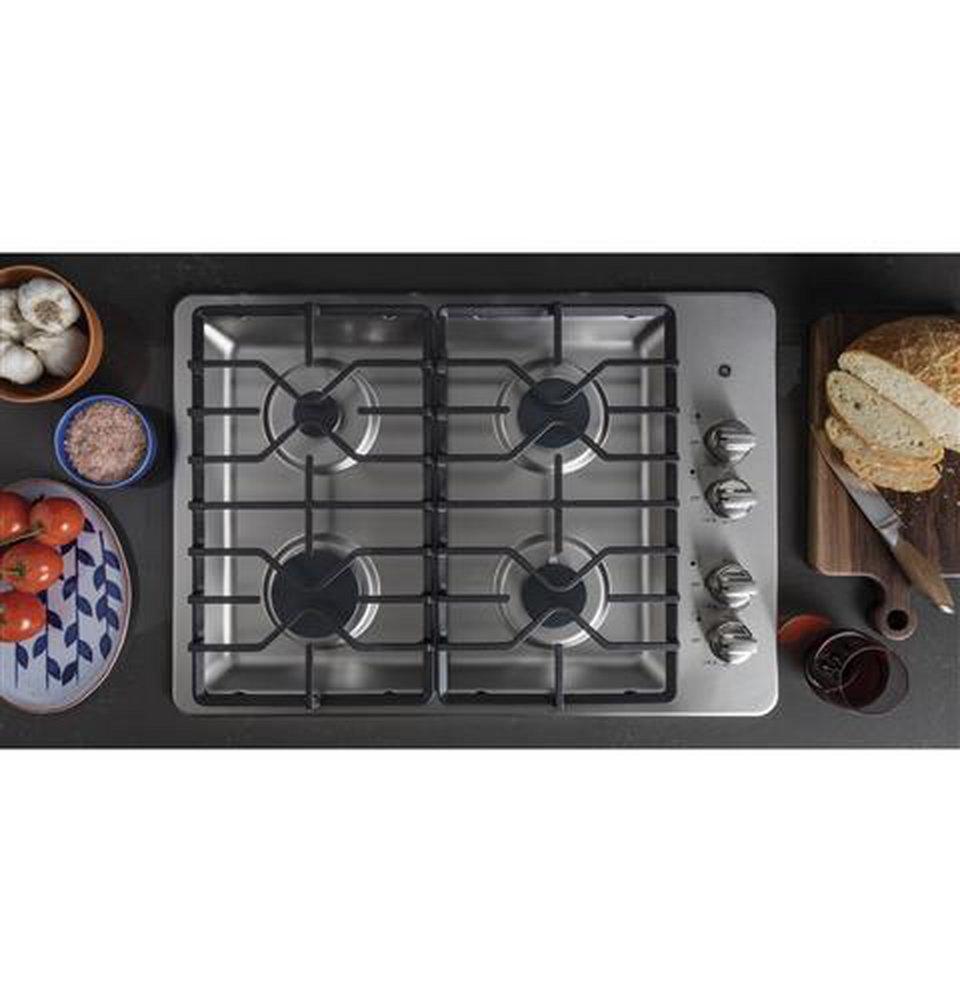 GE&reg; Stainless Steel 4 Burner Sealed Cooktop 