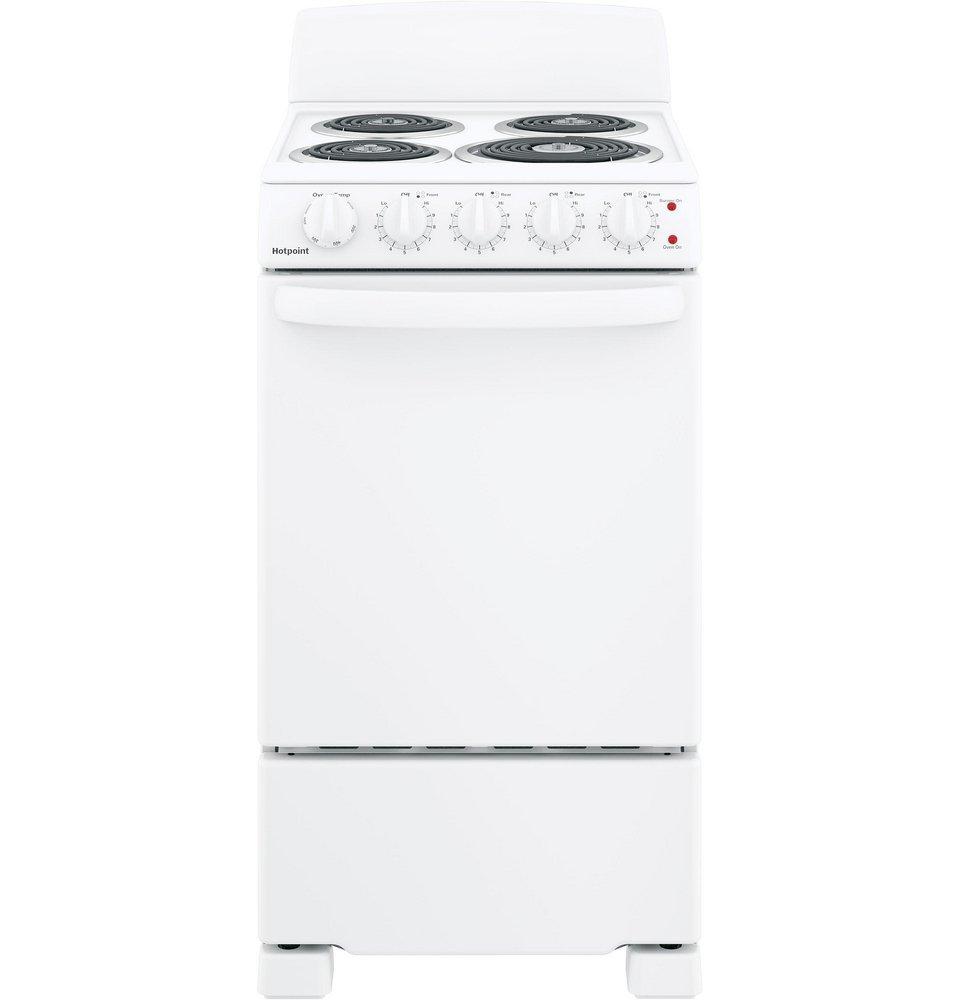 Hotpoint&reg; White 19-3/4 in. Electric 4-Burner Coil Freestanding Range 