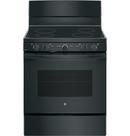 GE&reg; Black 30 in. Electric 4-Burner Radiant Smoothtop Freestanding Range 