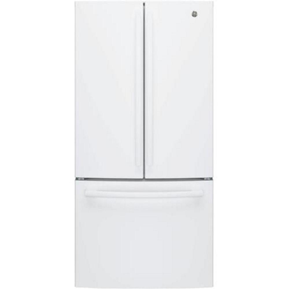 GE&reg; White 32-3/4 in. 18.6 cu. ft. Counter Depth and French Door Refrigerator 