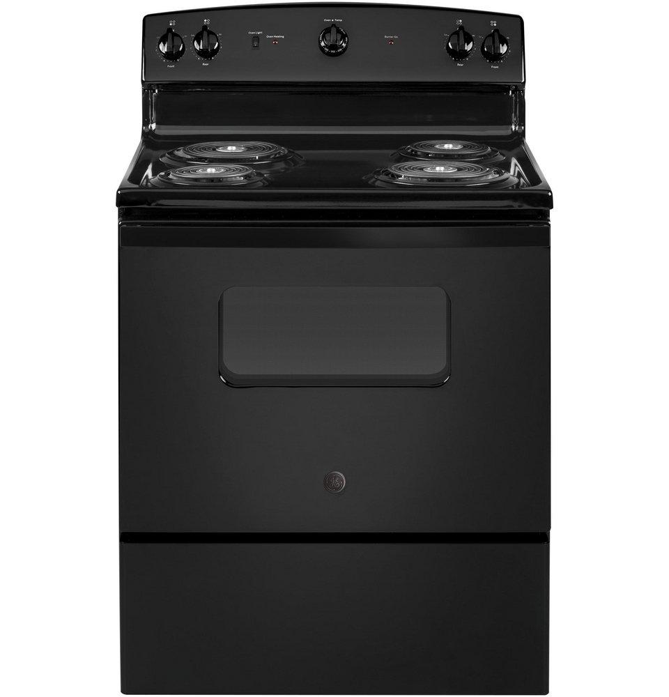 GE&reg; Black 30 in. Electric 4-Burner Coil Freestanding Range 