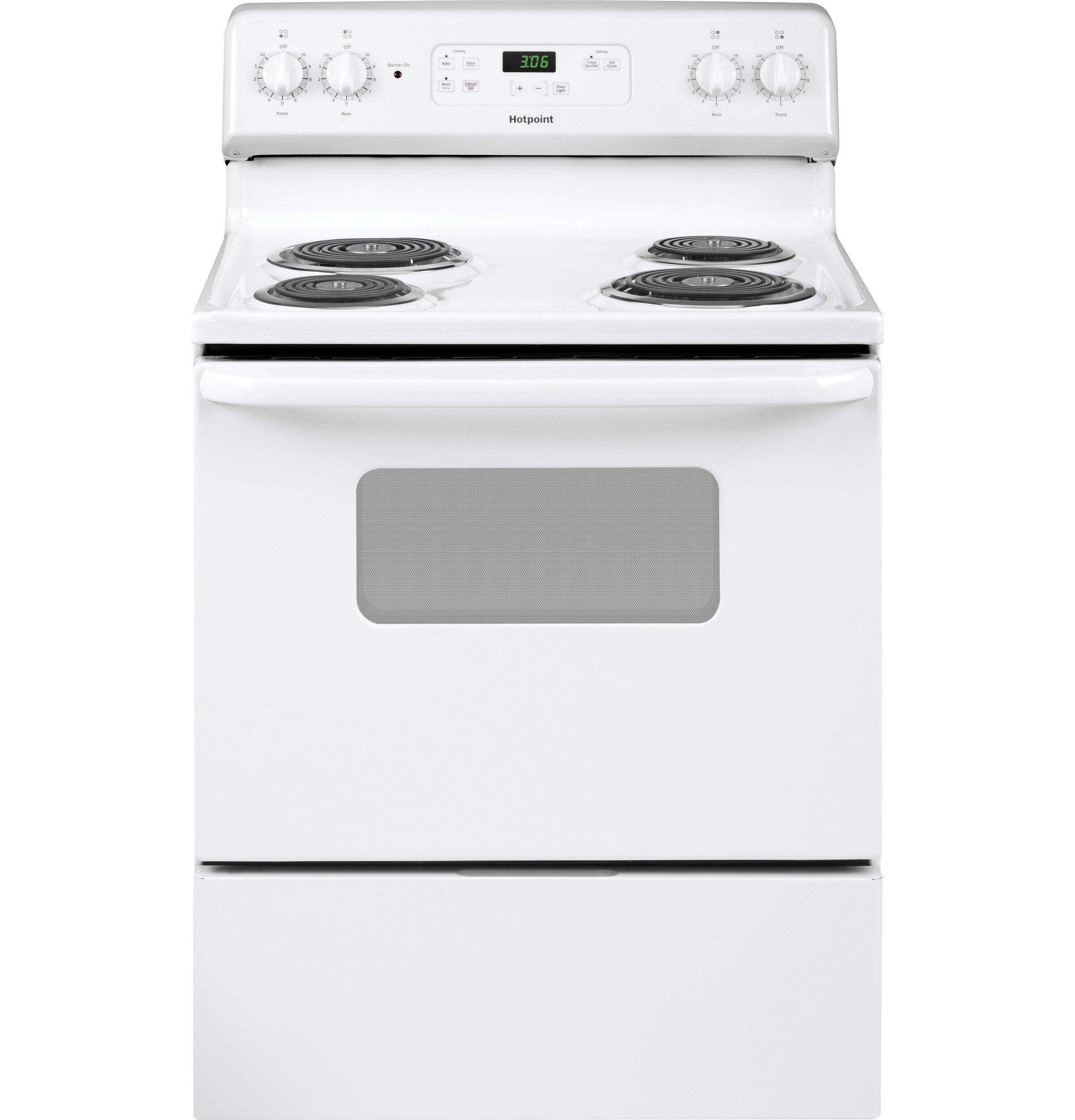 GE Hotpoint White 30 in. Electric 4-Burner Coil Freestanding Range 