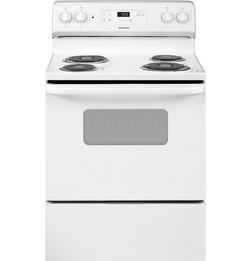 30 in. Electric 4-Burner Coil Freestanding Range in White on White