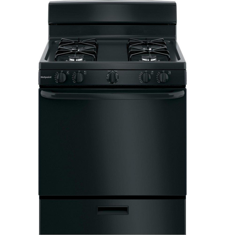 Hotpoint&reg; Black 30 in. Gas 4-Burner Sealed Freestanding Range 