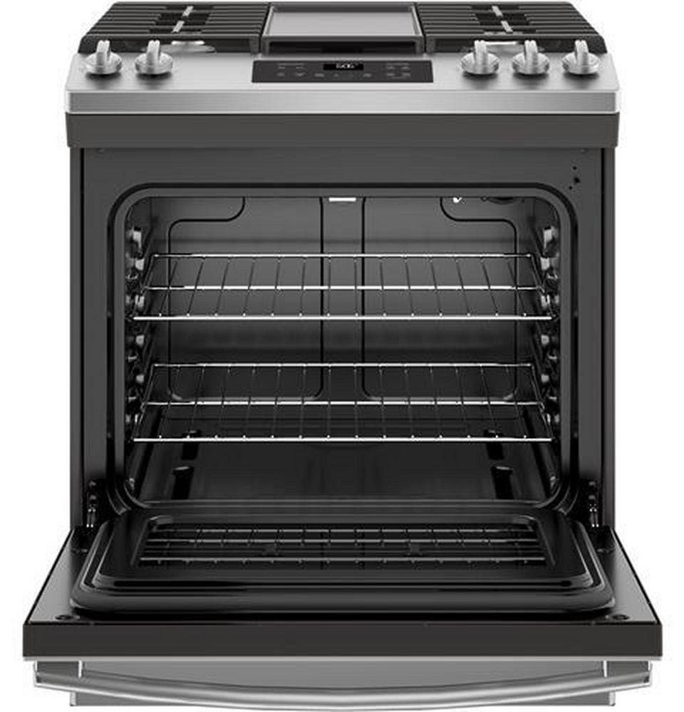 GE&reg; Stainless Steel 30 in. Gas 5-Burner Sealed Slide-in Range 