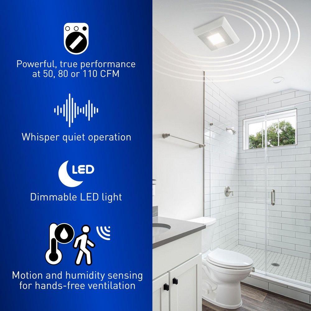 Panasonic White 50-80-110 CFM Ceiling Mount Precision Spot Ventilation Fan in White - 0.9 Sones - Energy Star Rated 
