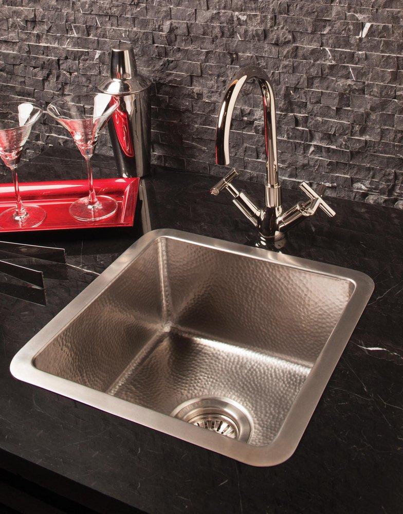 Stone Forest Brushed Stainless Steel 15 x 15 in. No Hole Undermount Stainless Steel Bar Sink 