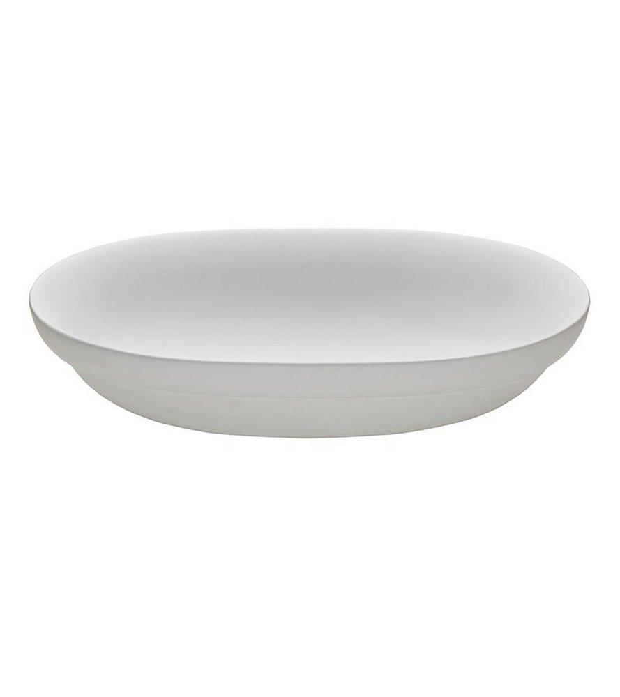 MTI Whirlpools&reg; White Matte 24 x 14 in. 1-Bowl Semi-recessed Mount Engineered Solid Stone&trade; Oval Bathroom Sink 