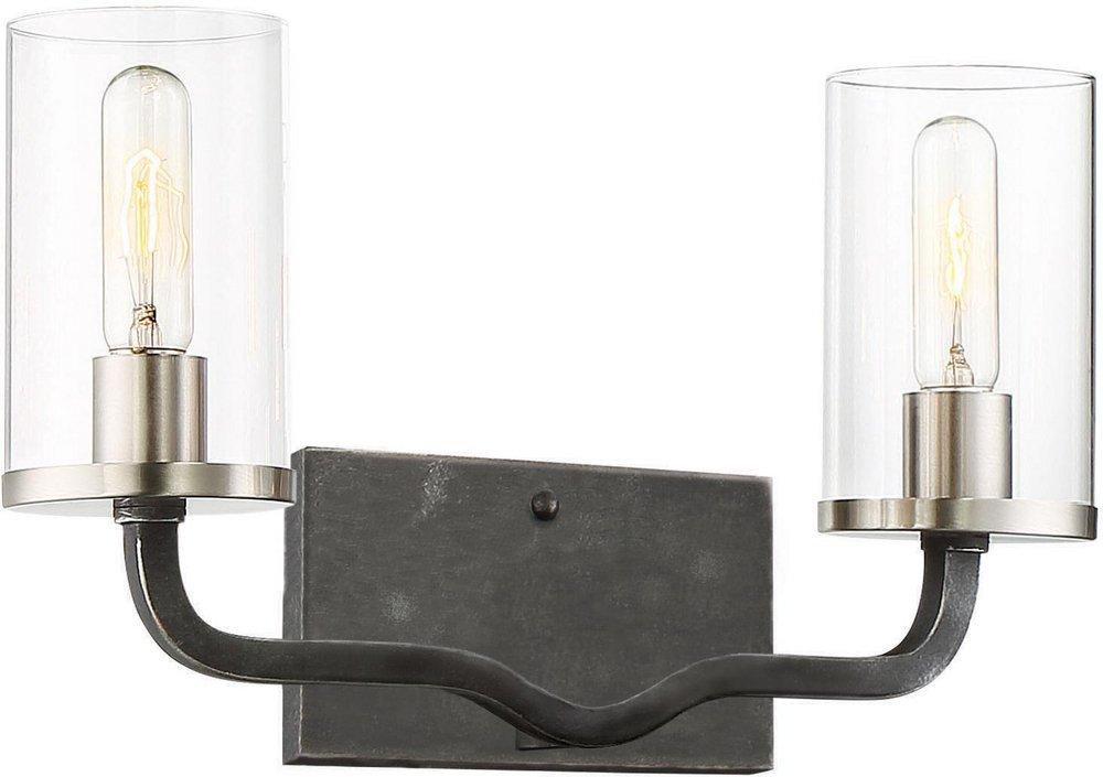 NUVO Iron Black/Brushed Nickel 40W 2-Light Medium E-26 Incandescent Vanity Fixture 