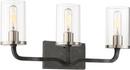 NUVO Iron Black/Brushed Nickel 24 x 10-3/8 in. 120W 3-Light Medium E-26 Incandescent Vanity Fixture 