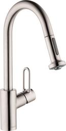 Single Handle Pull Down Kitchen Faucet in Steel Optic
