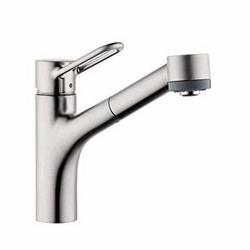 Single Handle Pull Down Kitchen Faucet in Steel Optik