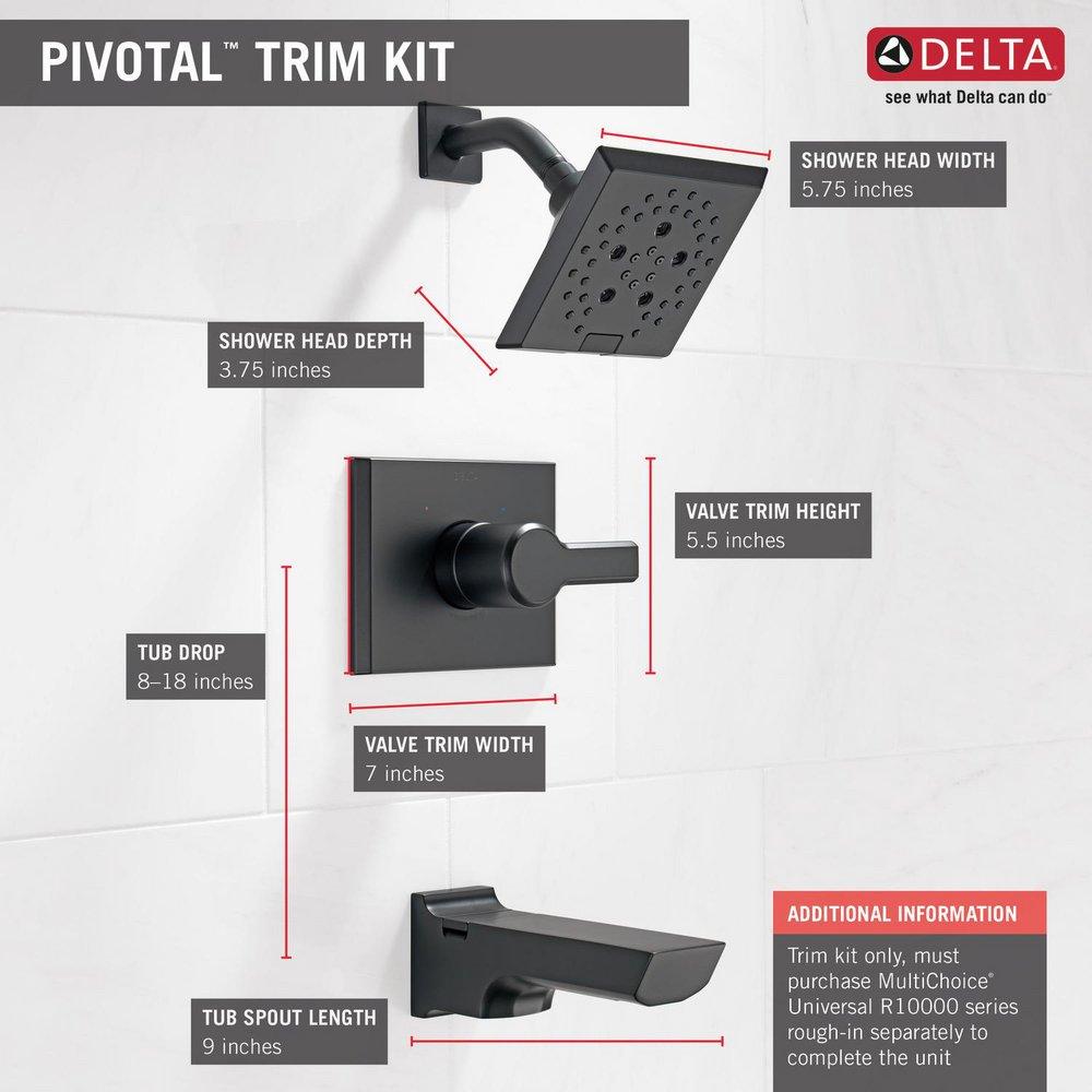 Delta Faucet Matte Black Single Handle Multi Function Bathtub & Shower Faucet (Trim Only) 