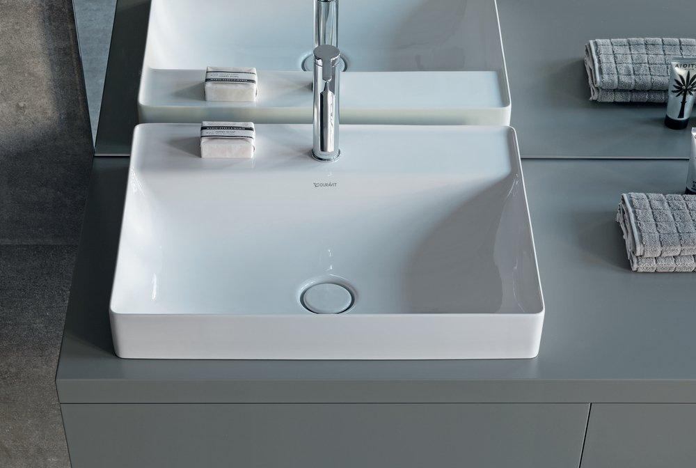 Duravit White 23-5/8 x 18-1/2 in. 1-Hole 1-Bowl Above Counter Ceramic Rectangular Basin 