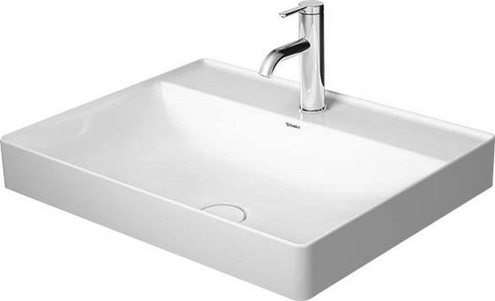 Duravit White 23-5/8 x 18-1/2 in. 1-Hole 1-Bowl Above Counter Ceramic Rectangular Basin 