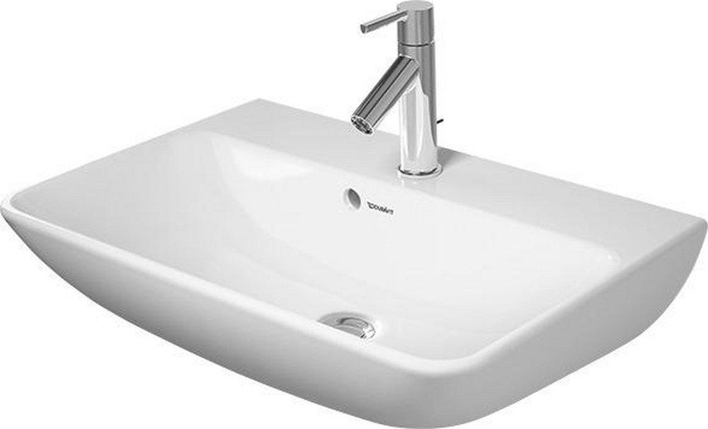 Duravit White 23-5/8 x 15-3/4 in. 1-Hole 1-Bowl Wall Mount Rectangular Washbasin 
