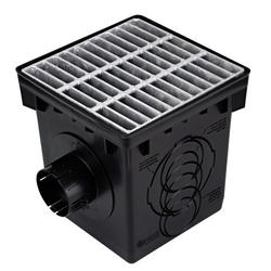 12-3/8 x 12-3/8 x 12-15/16 in. Plastic and Galvanized Steel Catch Basin Kit and Grate in Black