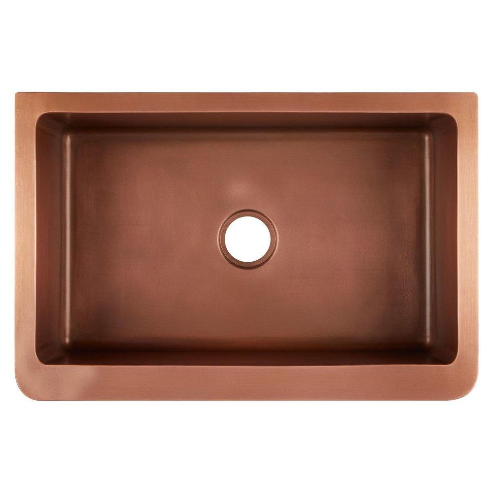 Signature Hardware Antique Copper 32-3/4 x 22 in. Copper Single Bowl Farmhouse Kitchen Sink 