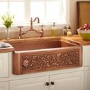 Signature Hardware Antique Copper 32-3/4 x 22 in. Copper Single Bowl Farmhouse Kitchen Sink 