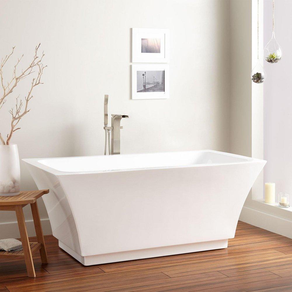 Signature Hardware White 67 x 32 in. Freestanding Bathtub with Center Drain 