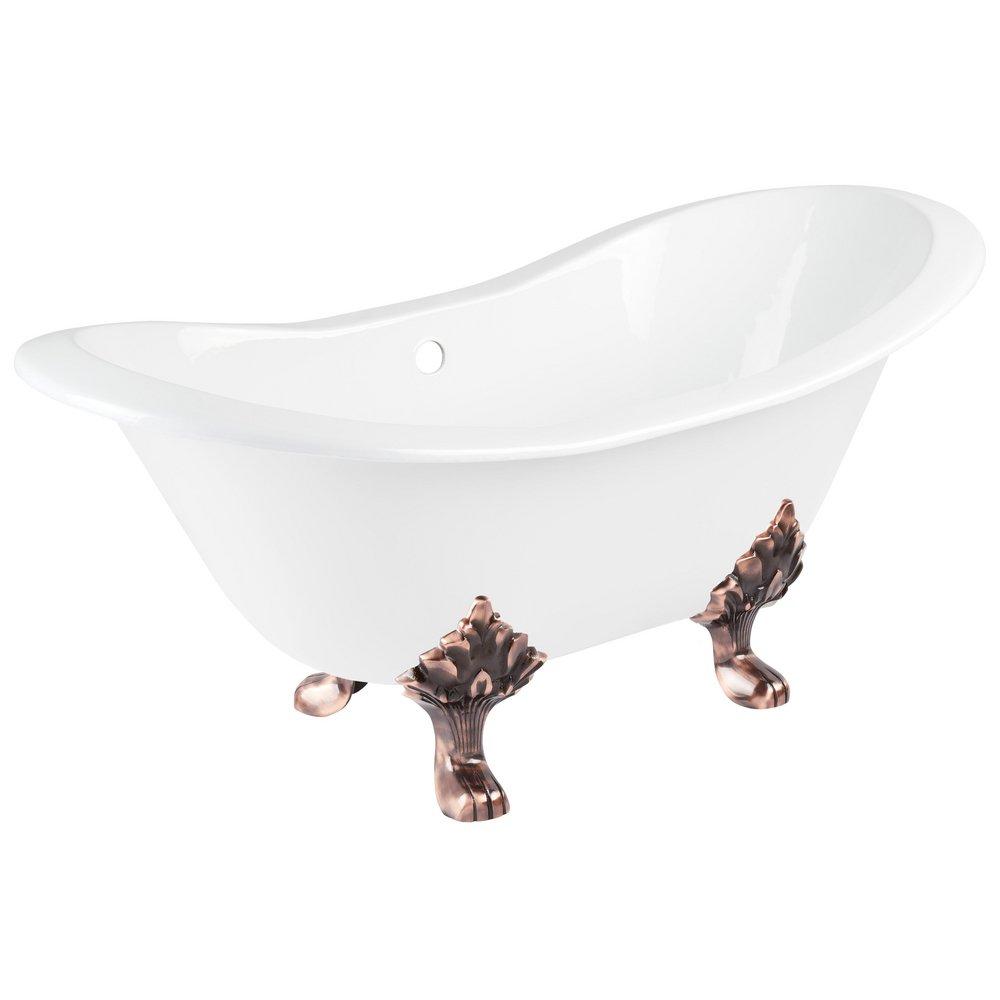 Signature Hardware White 61 x 30 in. Freestanding Bathtub Offset Drain 