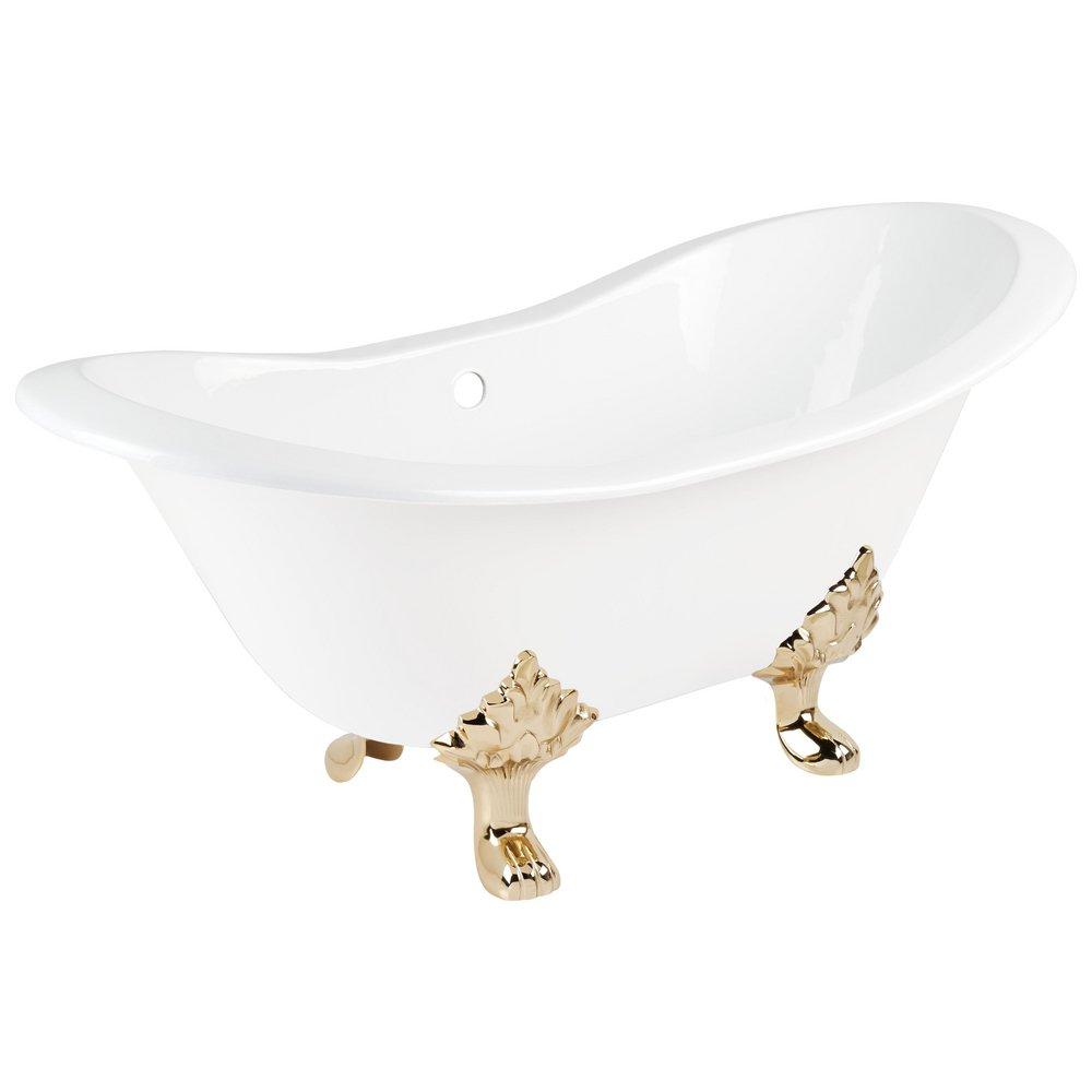 Signature Hardware White 61 x 30 in. Freestanding Bathtub Offset Drain 