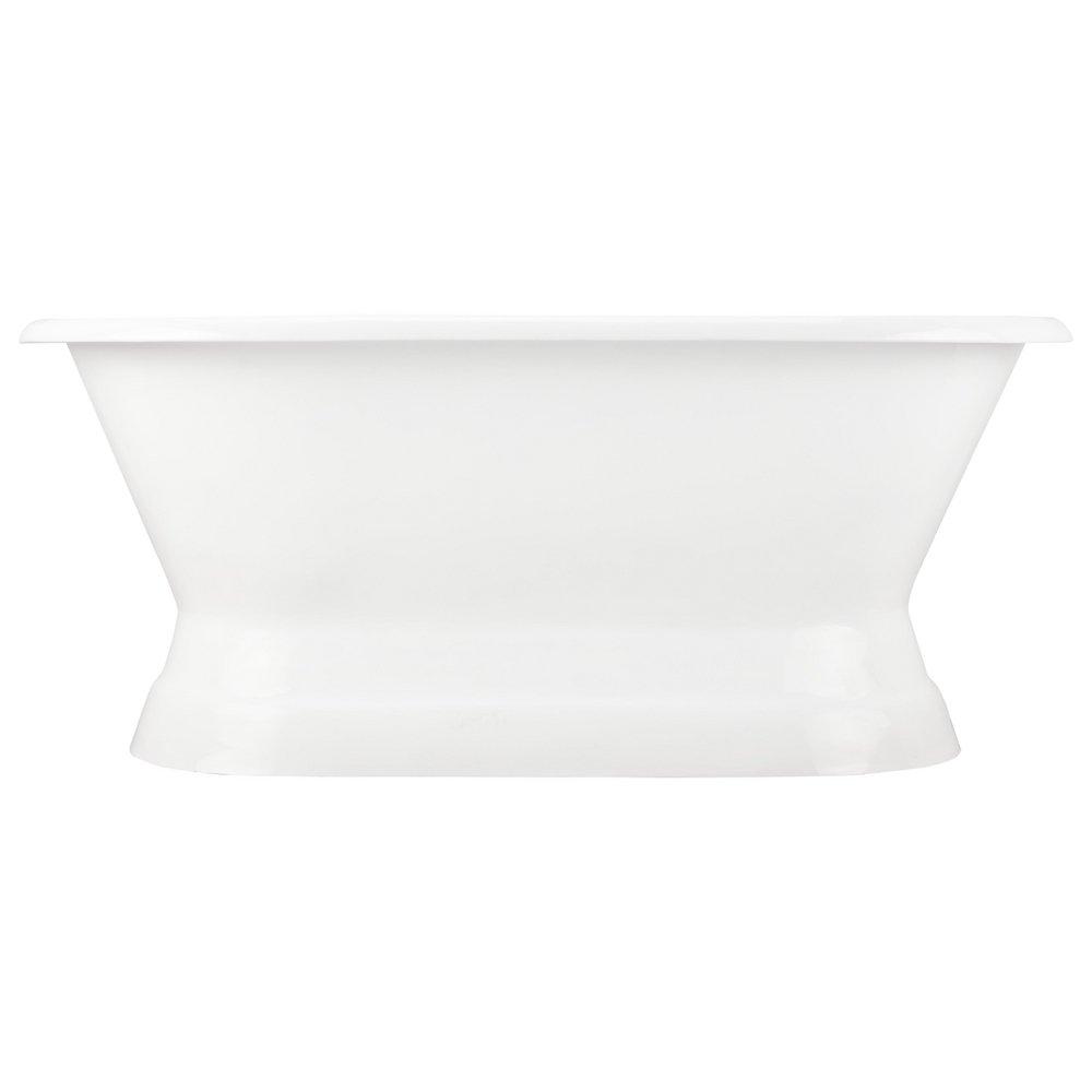 Signature Hardware White 60 x 30 in. Cast Iron Double-Ended Pedestal Tub with Rolled Rim 