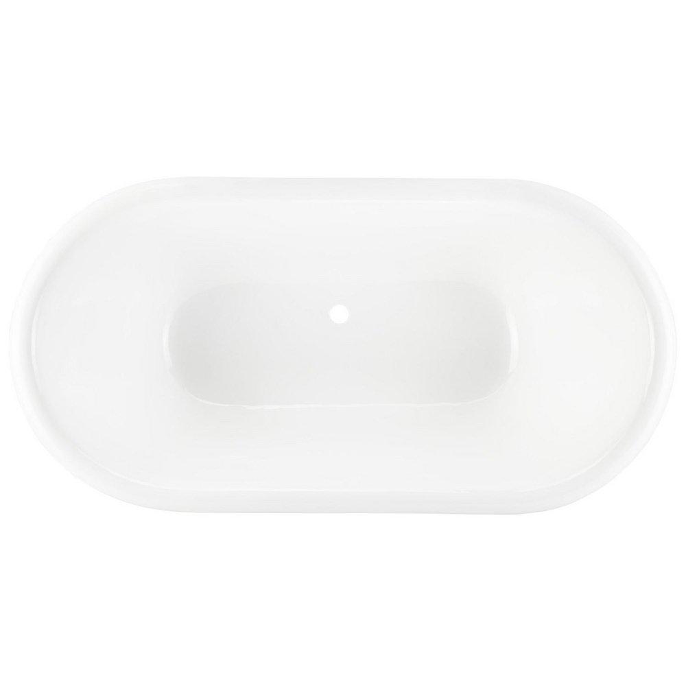 Signature Hardware White 60 x 30 in. Cast Iron Double-Ended Pedestal Tub with Rolled Rim 