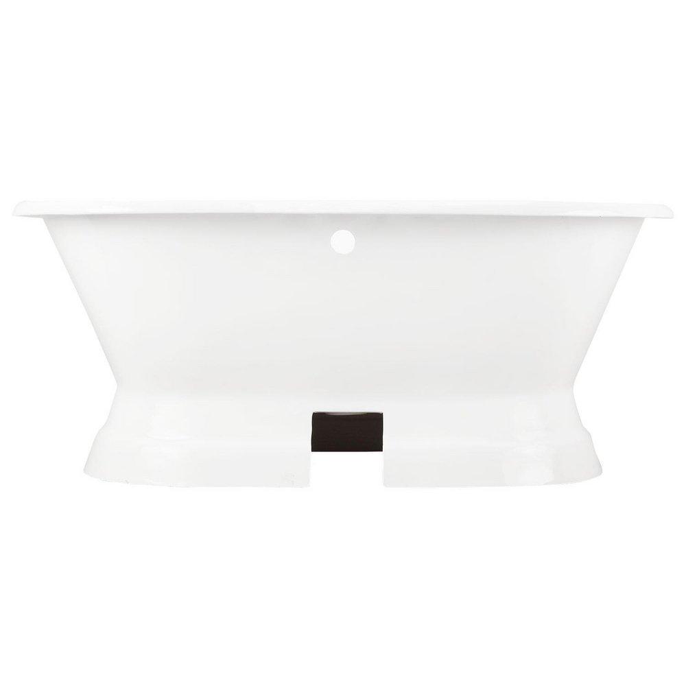 Signature Hardware White 60 x 30 in. Cast Iron Double-Ended Pedestal Tub with Rolled Rim 