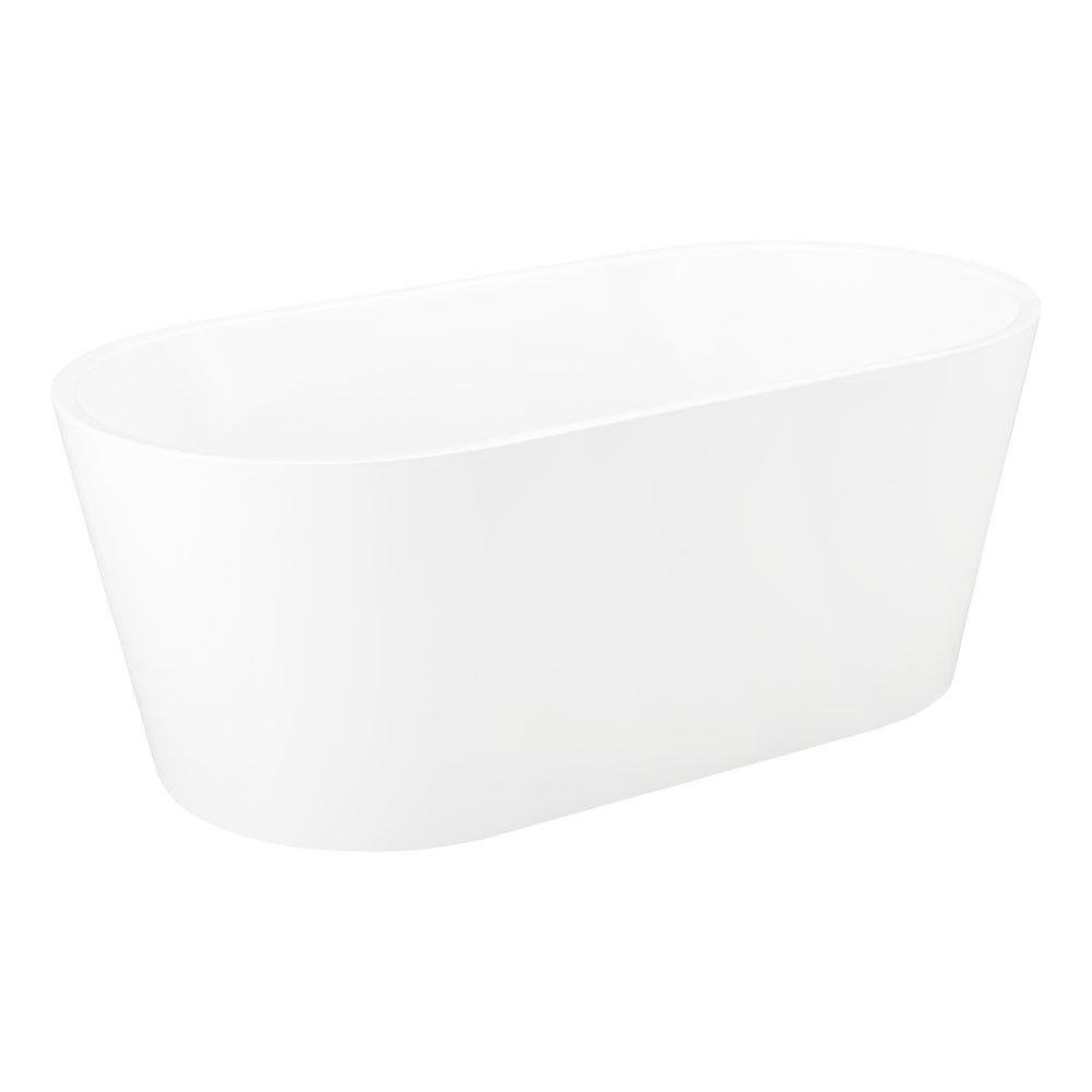 Signature Hardware White 59 x 32 in. Soaker Freestanding Bathtub with Center Drain 