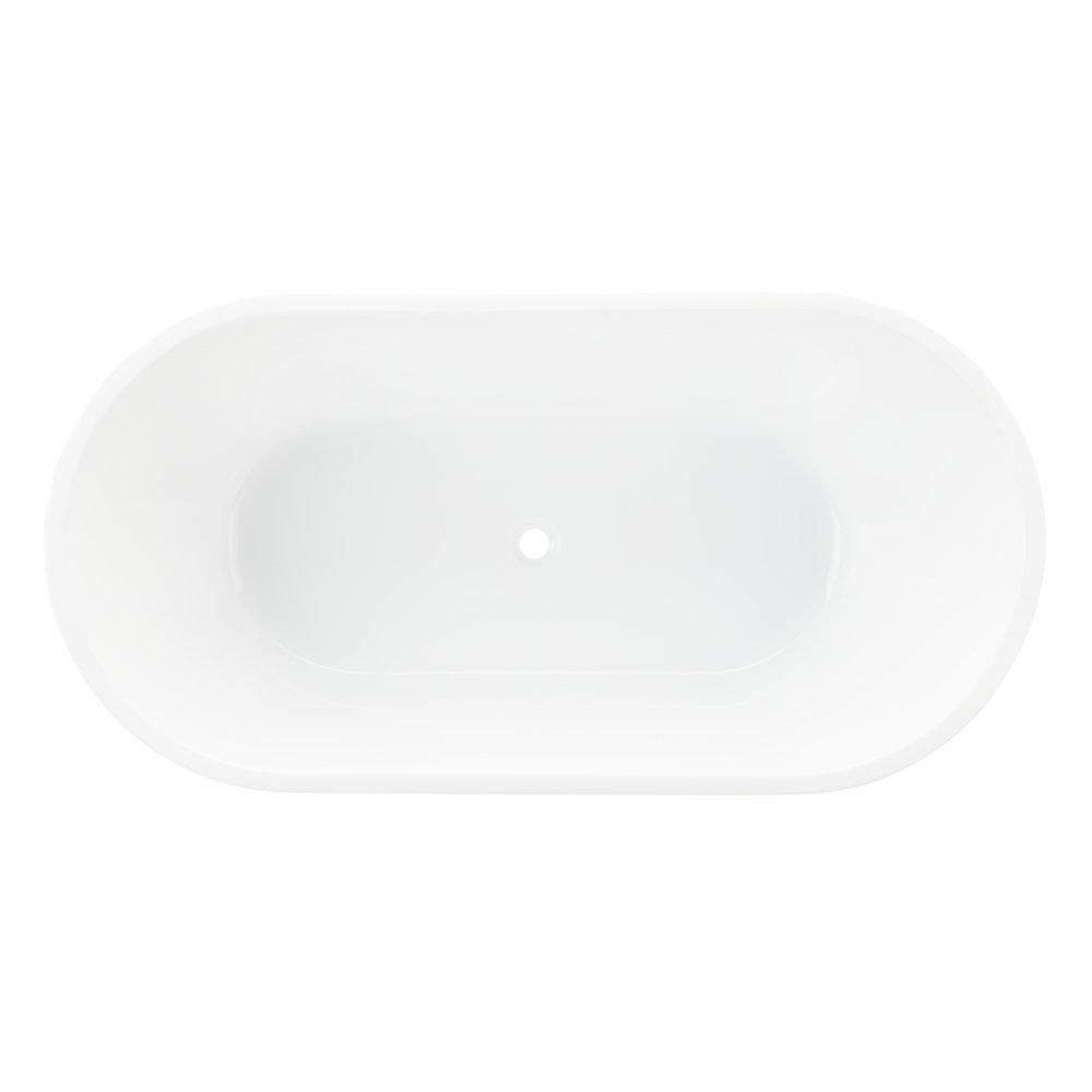 Signature Hardware White 59 x 32 in. Soaker Freestanding Bathtub with Center Drain 