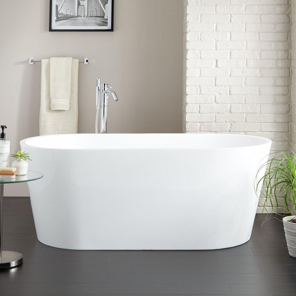 Signature Hardware White 67 x 32 in. Soaker Freestanding Bathtub with Center Drain 