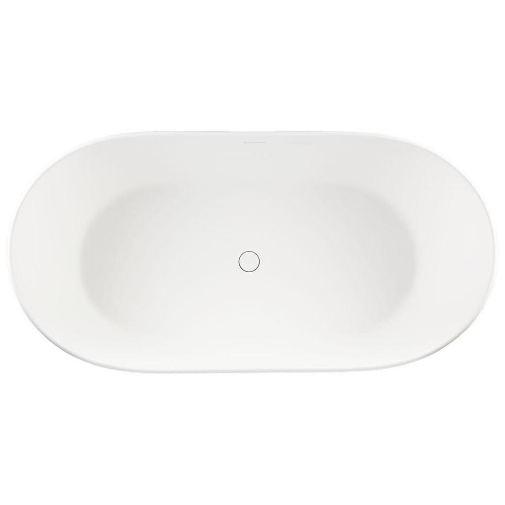 Signature Hardware Matte White 64-1/4 x 32 in. Freestanding Bathtub Center Drain 