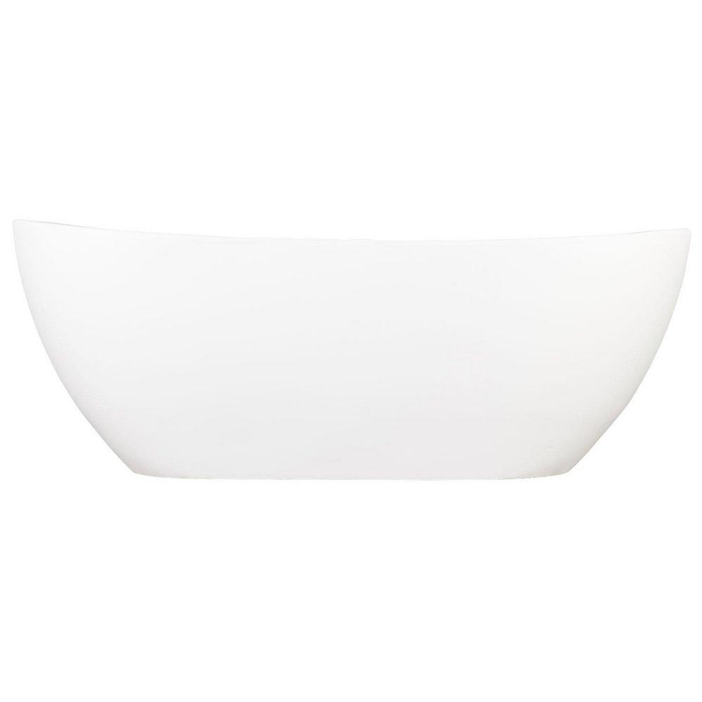 Signature Hardware White 64-1/4 x 32 in. Freestanding Resin Soaker Bathtub with Center Drain 