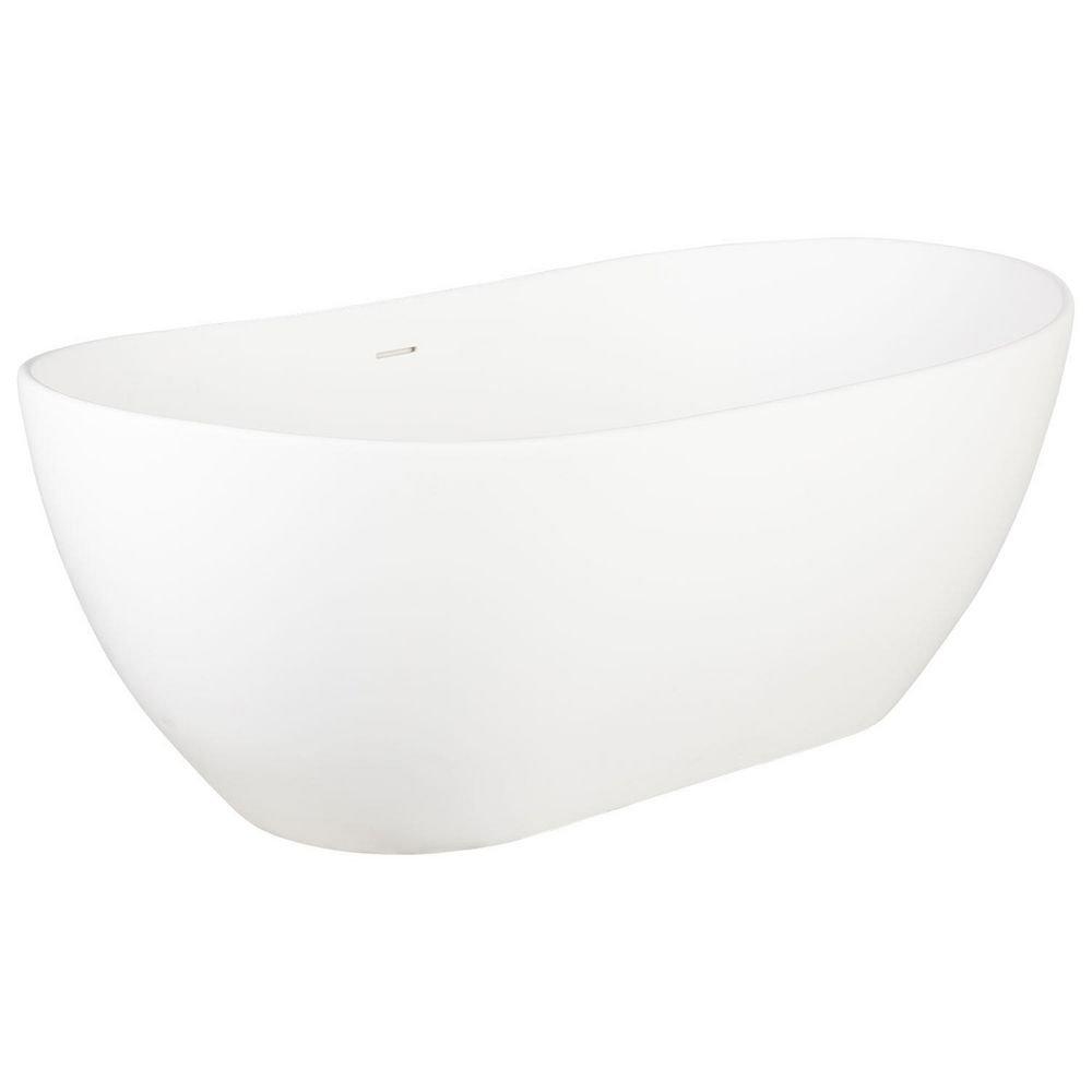 Signature Hardware Matte White 64-1/4 x 32 in. Freestanding Bathtub Center Drain 