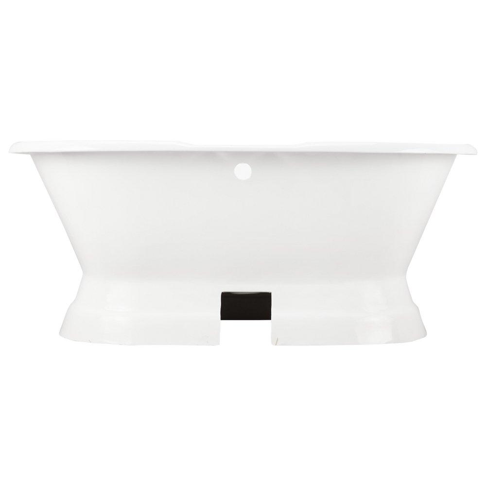 Signature Hardware White 60 x 30 in. Cast Iron Double-Ended Pedestal Tub with Offset Drain 
