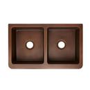 Signature Hardware Antique Copper 35-3/4 x 21-3/4 in. Copper Double Bowl Farmhouse Kitchen Sink 