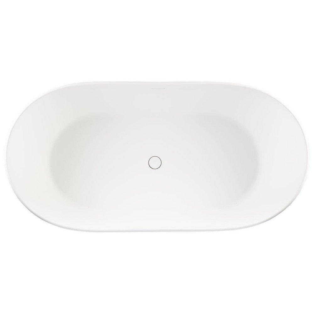 Signature Hardware White 56-1/2 x 31-1/2 in. Soaker Freestanding Bathtub with Center Drain and Pop-Up 