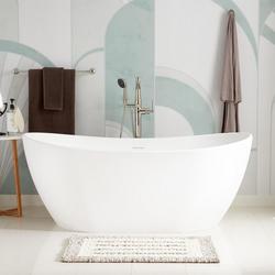 56-1/2 x 31-1/2 in. Soaker Freestanding Bathtub in Matte White with Center Drain and Pop-Up