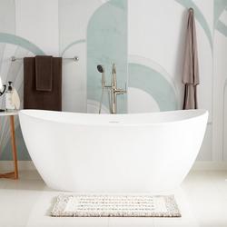 56-1/2 x 31-1/2 in. Soaker Freestanding Bathtub in Matte White with Center Drain and Pop-Up