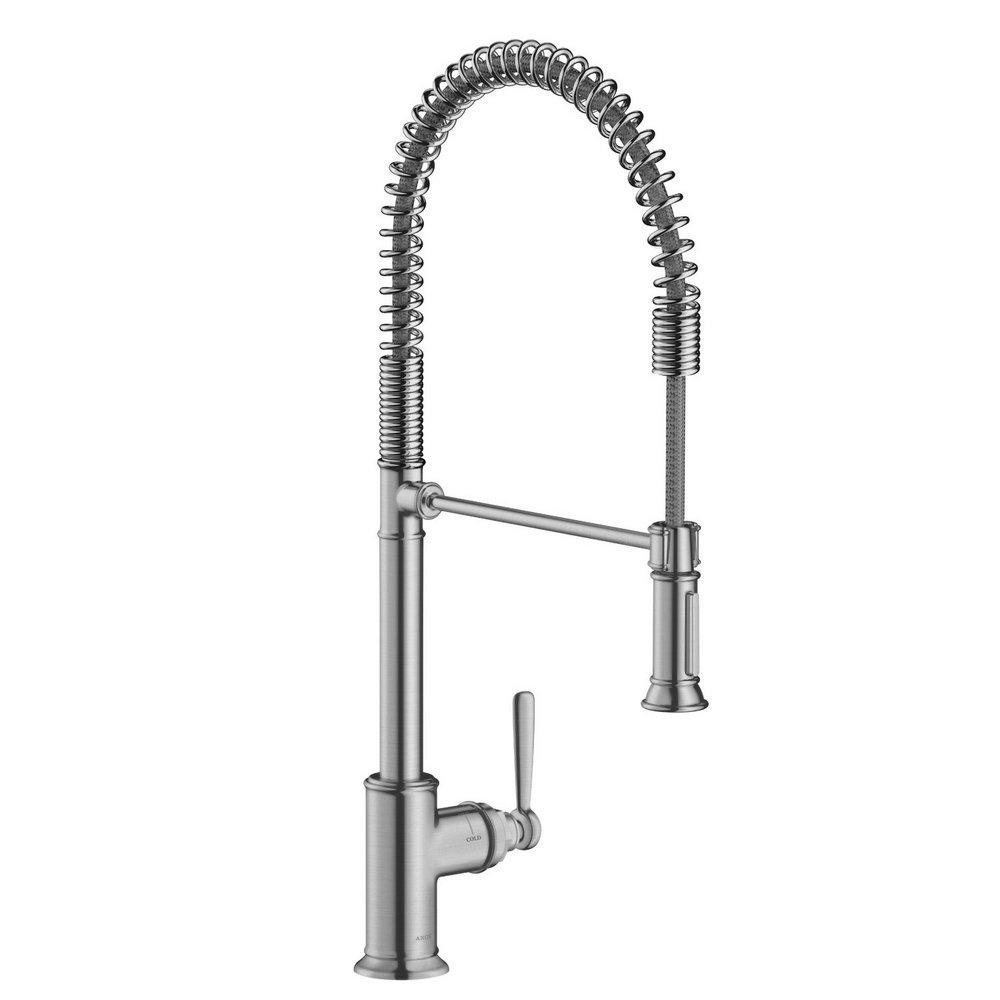 AXOR Steel Optic Single Handle Pull Down Kitchen Faucet 