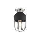 5-1/2 in. 60W 1-Light Medium E-26 Incandescent Flush Mount Ceiling Fixture in Polished Nickel with Black