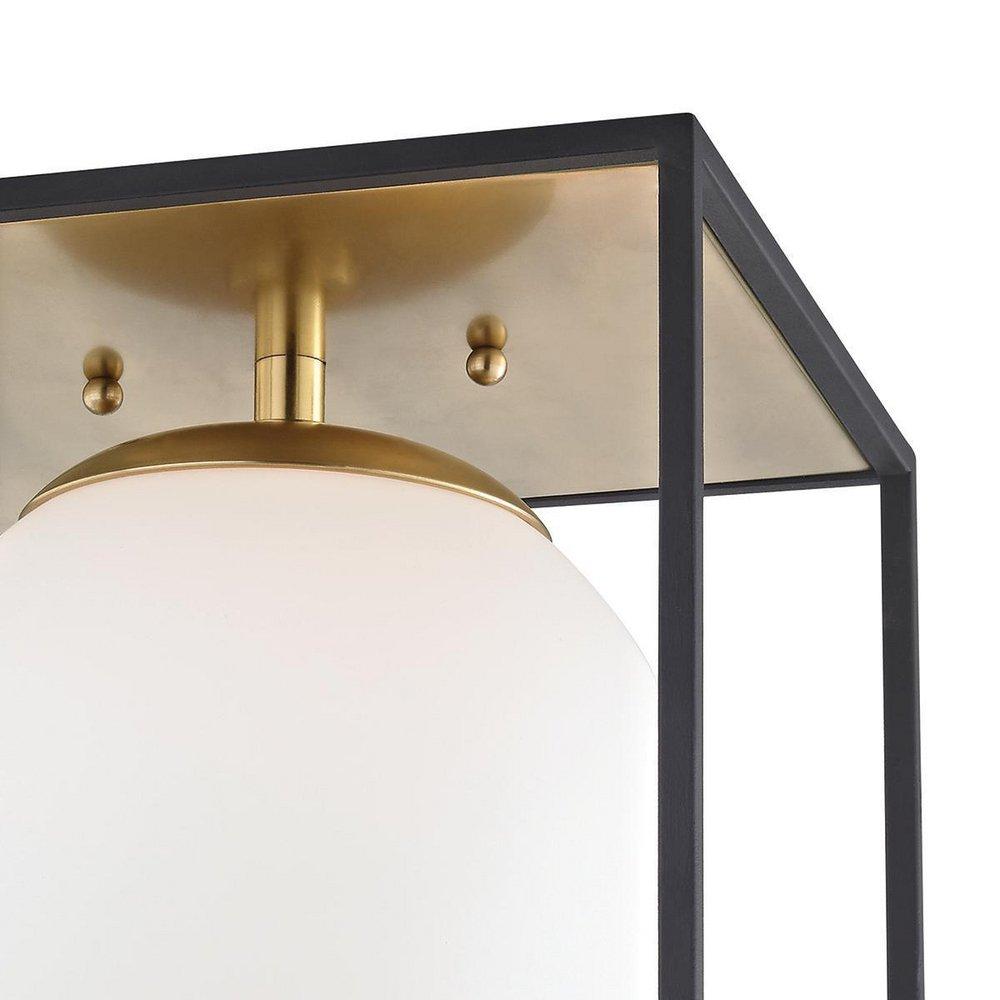 Mitzi Aged Brass/Black 9-1/2 in. 75W 1-Light Medium E-26 Incandescent Flush Mount Ceiling Fixture 