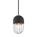 5-1/2 in. 60W 1-Light Medium E-26 Incandescent Pendant in Polished Nickel with Black