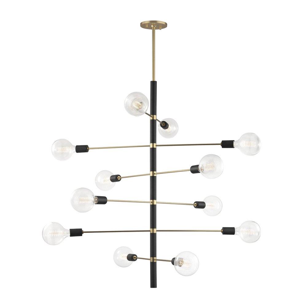 Mitzi Aged Brass/Polished Nickel 36 in. 60W 12-Light Medium E-26 Incandescent Chandelier 