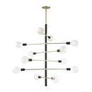 36 in. 60W 12-Light Medium E-26 Incandescent Chandelier in Aged Brass with Polished Nickel