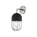 60W 1-Light Medium E-26 Incandescent Wall Sconce in Polished Nickel with Black