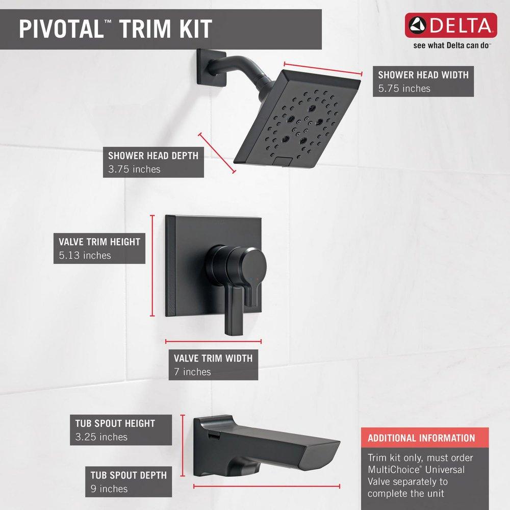 Delta Faucet Matte Black Two Handle Multi Function Bathtub & Shower Faucet (Trim Only) 