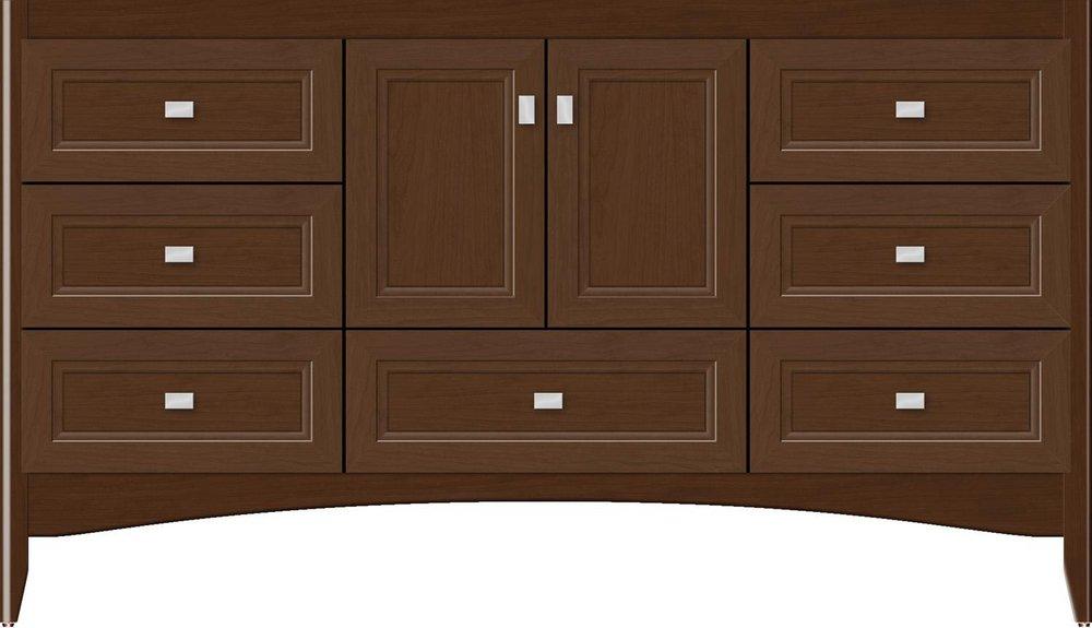 Strasser Pecan Cherry 60 x 21 x 34-1/2 in. Floor Mount Vanity with 5-Drawer 